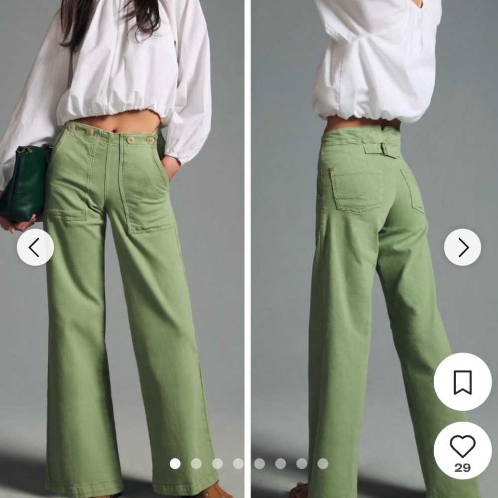 NWT Anthropologie pilcro high rise utility green trouser pants